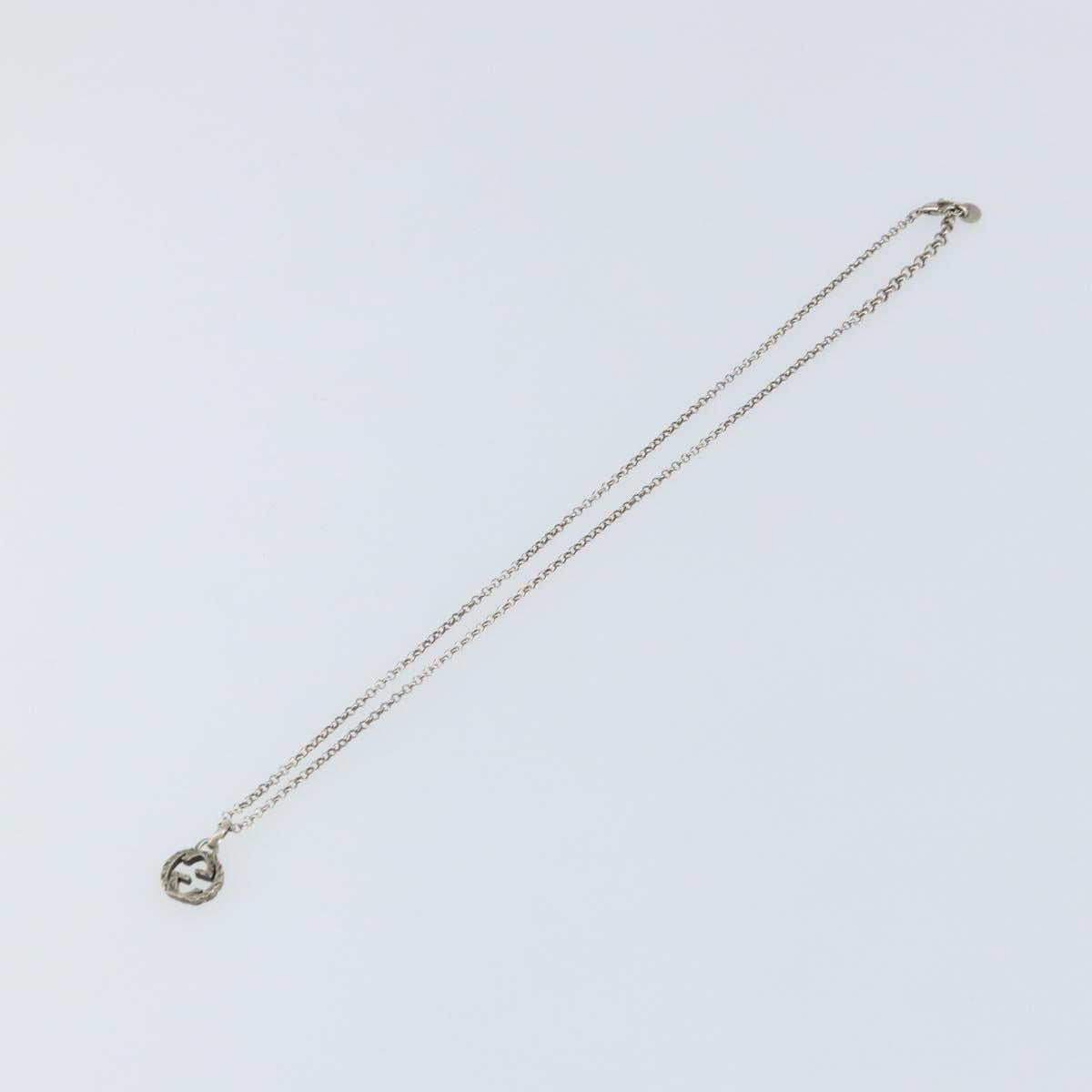 GUCCI GG Arabesque Interlocking Necklace Ag925 Silver Auth am10006