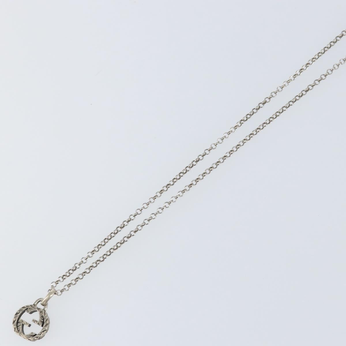 GUCCI GG Arabesque Interlocking Necklace Ag925 Silver Auth am10006