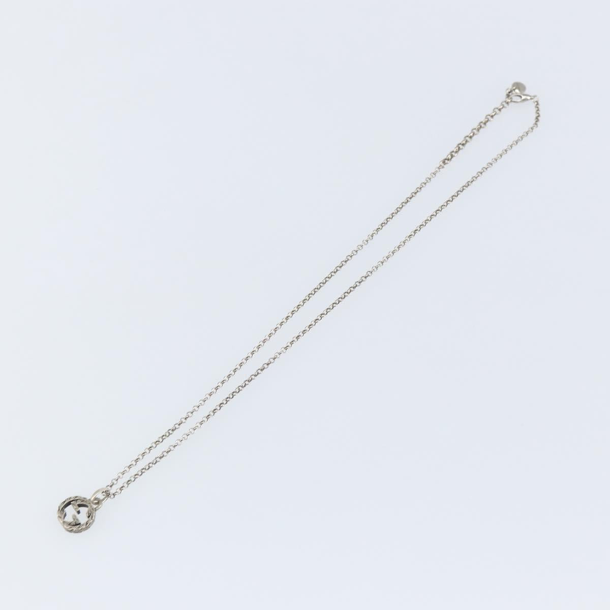 GUCCI GG Arabesque Interlocking Necklace Ag925 Silver Auth am10006