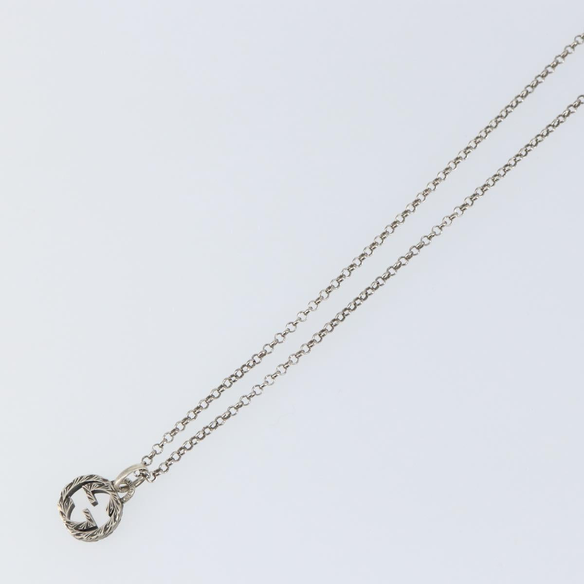 GUCCI GG Arabesque Interlocking Necklace Ag925 Silver Auth am10006