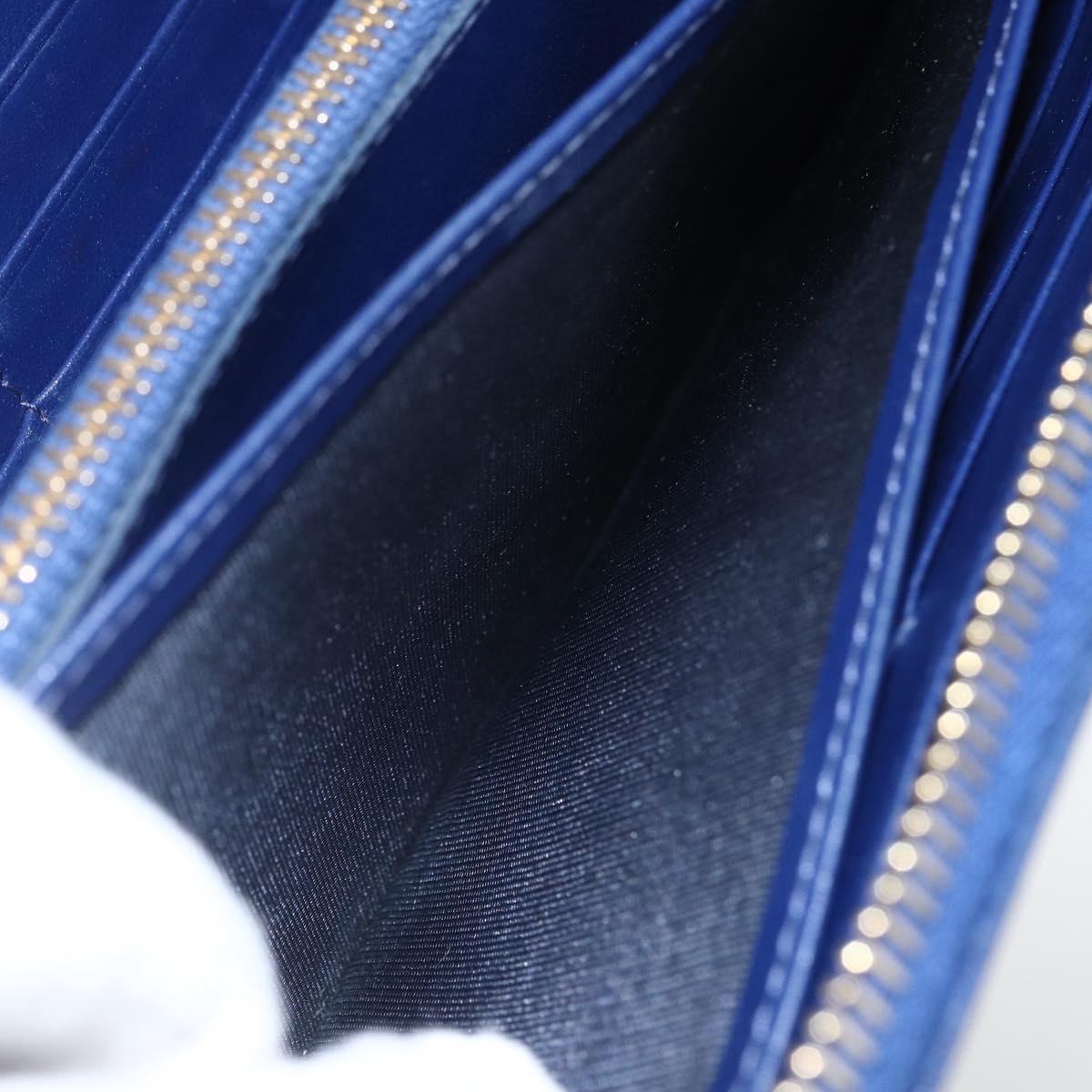 PRADA Wallet Leather Nylon Blue Gold Auth am10008