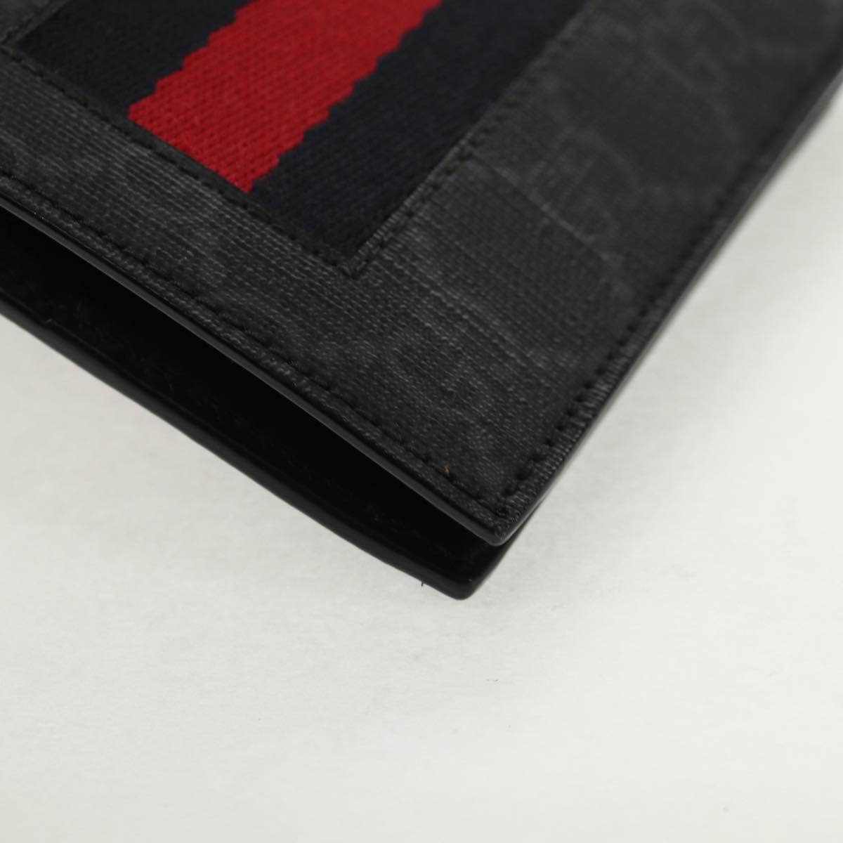 GUCCI GG Supreme Sherry Line Wallet PVC Black Navy 408826 Auth am10010V