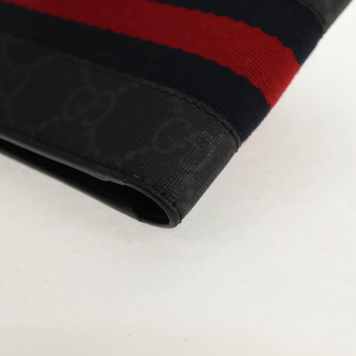 GUCCI GG Supreme Sherry Line Wallet PVC Black Navy 408826 Auth am10010V