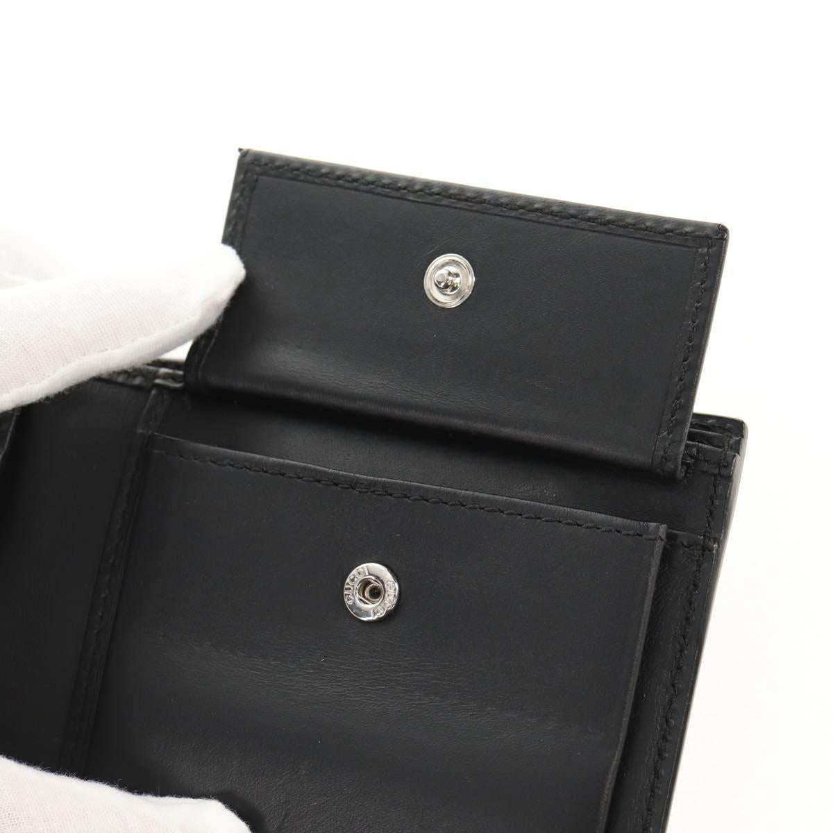 GUCCI GG Supreme Sherry Line Wallet PVC Black Navy 408826 Auth am10010V