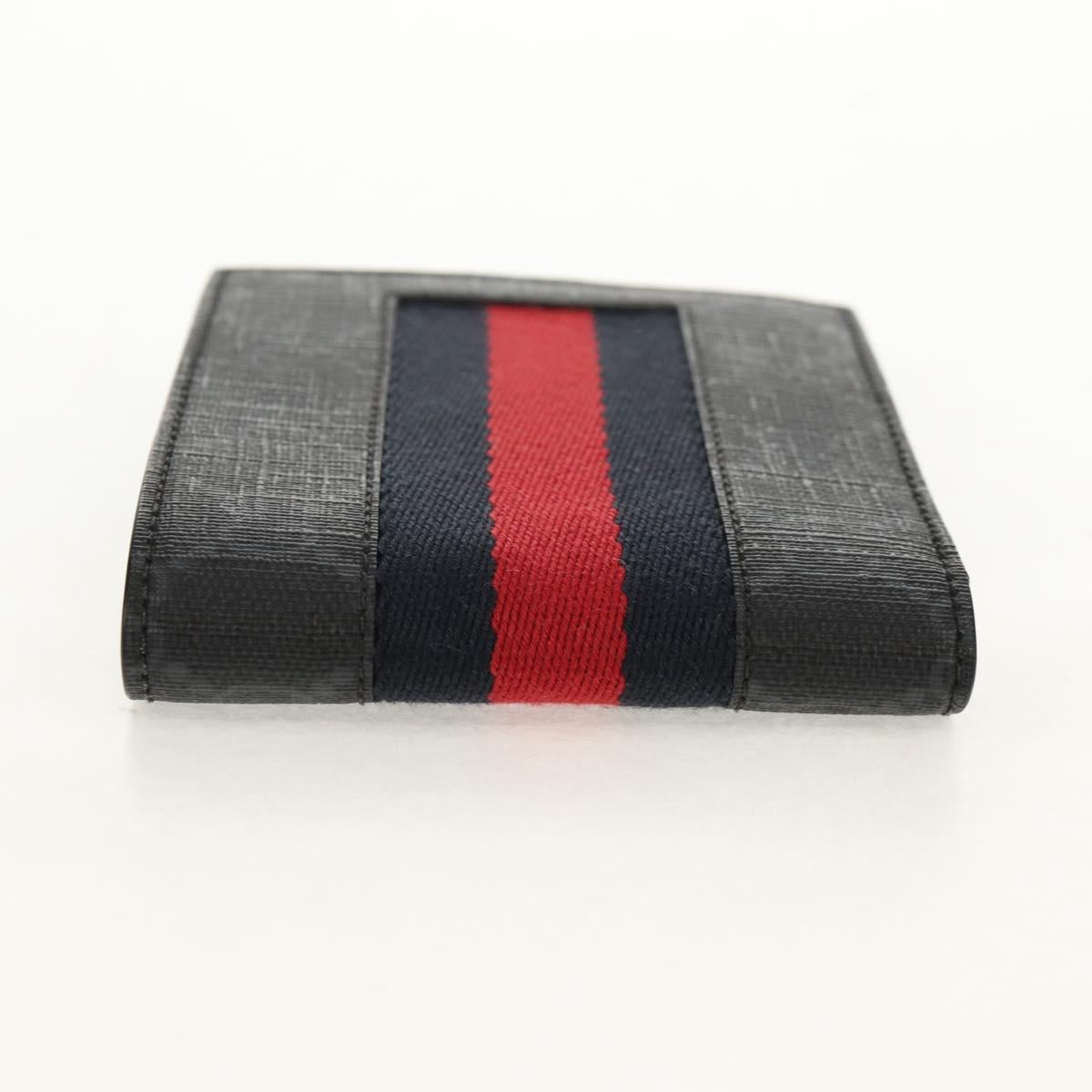 GUCCI GG Supreme Sherry Line Wallet PVC Black Navy 408826 Auth am10010V