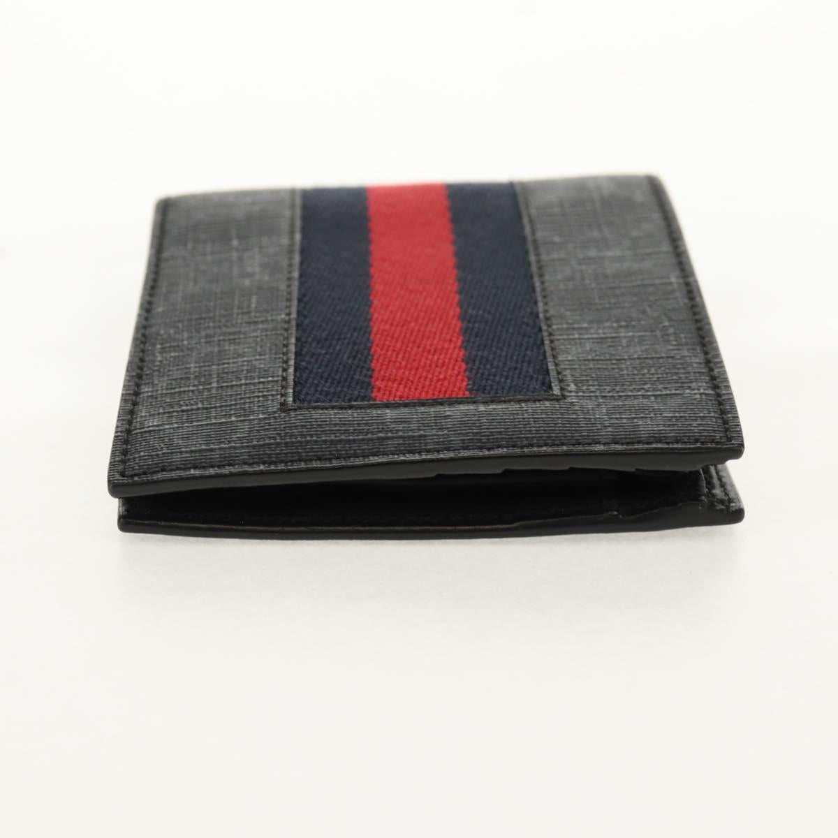 GUCCI GG Supreme Sherry Line Wallet PVC Black Navy 408826 Auth am10010V