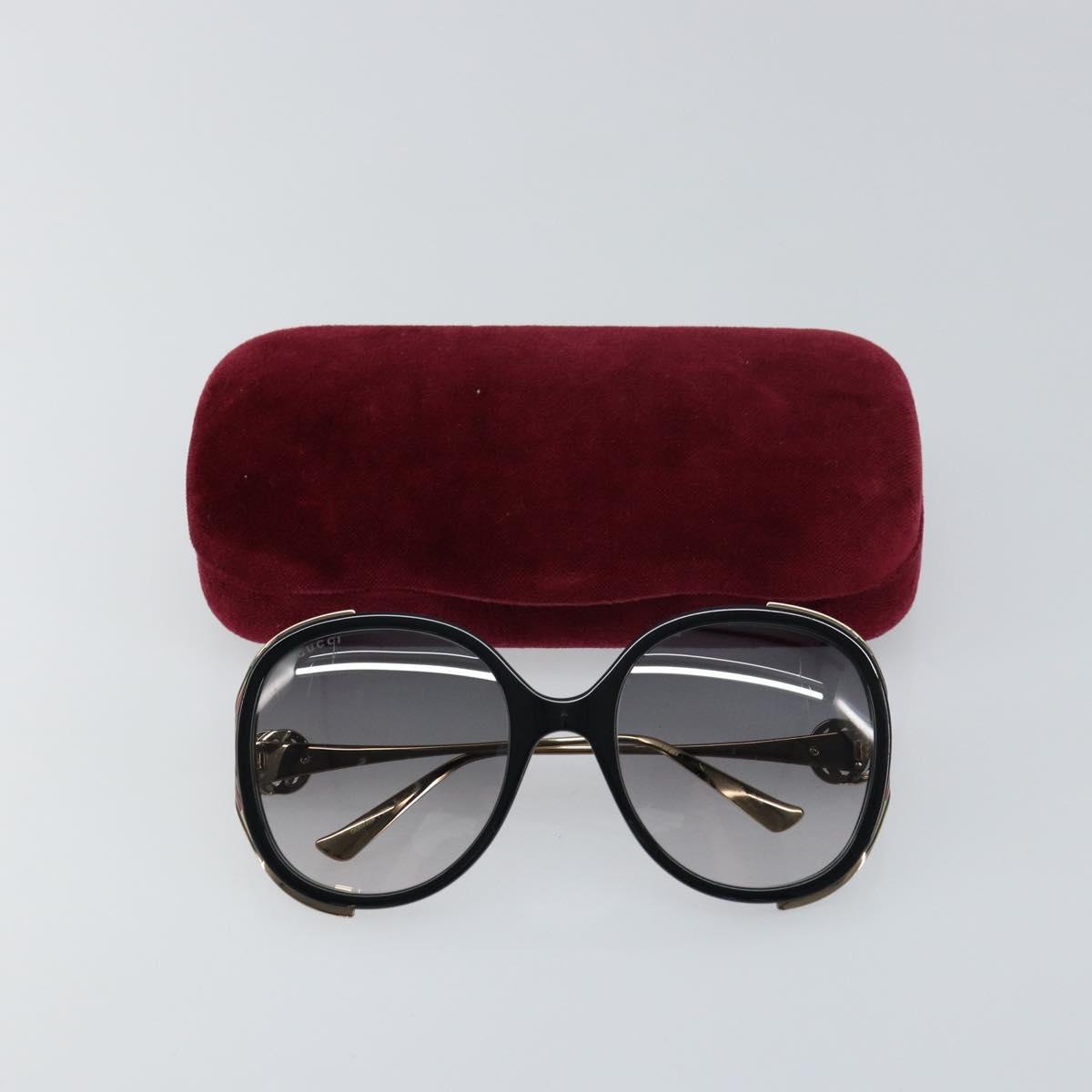 GUCCI Interlocking Web Sherry Linen Sunglasses metal Gold Tone Auth am10012V