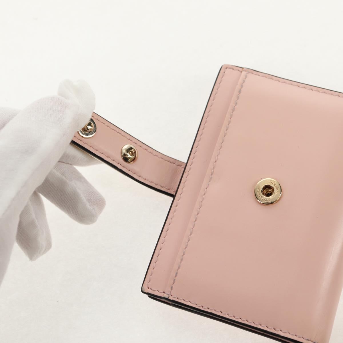 Salvatore Ferragamo Gancini Card Case Leather Pink Gold Auth am10013V