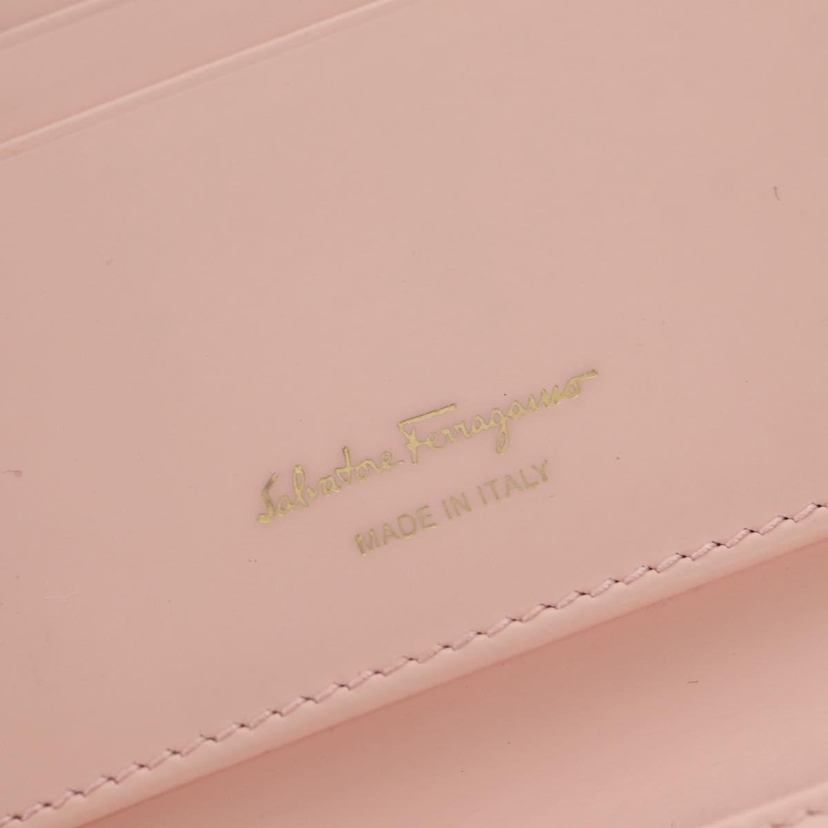 Salvatore Ferragamo Gancini Card Case Leather Pink Gold Auth am10013V