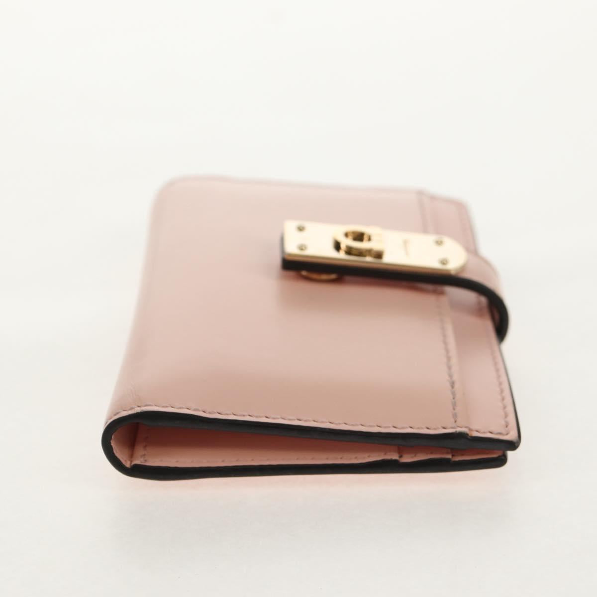 Salvatore Ferragamo Gancini Card Case Leather Pink Gold Auth am10013V
