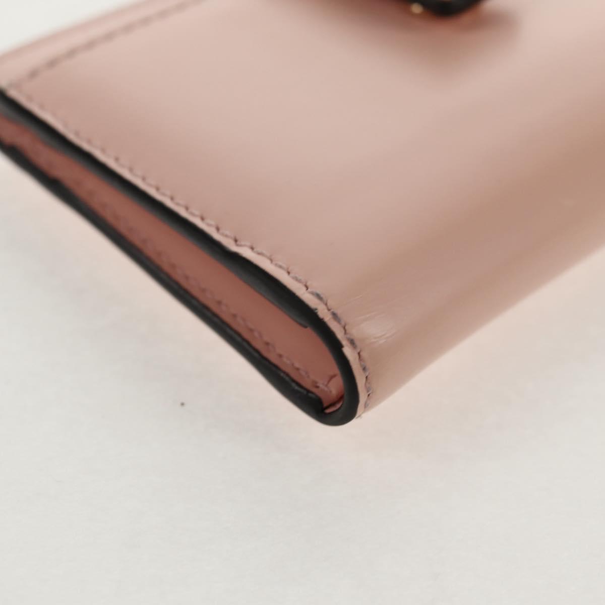 Salvatore Ferragamo Gancini Card Case Leather Pink Gold Auth am10013V