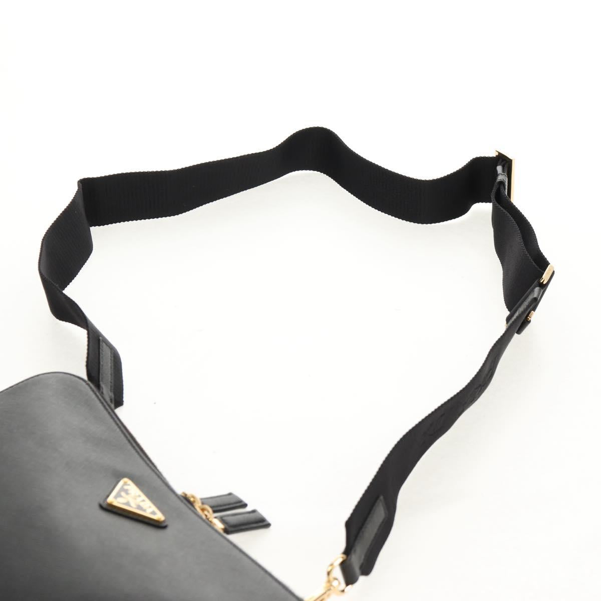 PRADA Shoulder Bag Safiano leather Black Gold Auth am10022V