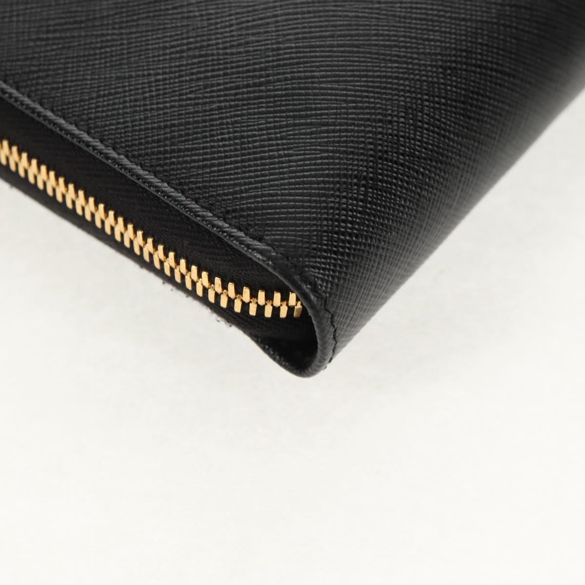 PRADA Shoulder Bag Safiano leather Black Gold Auth am10022V