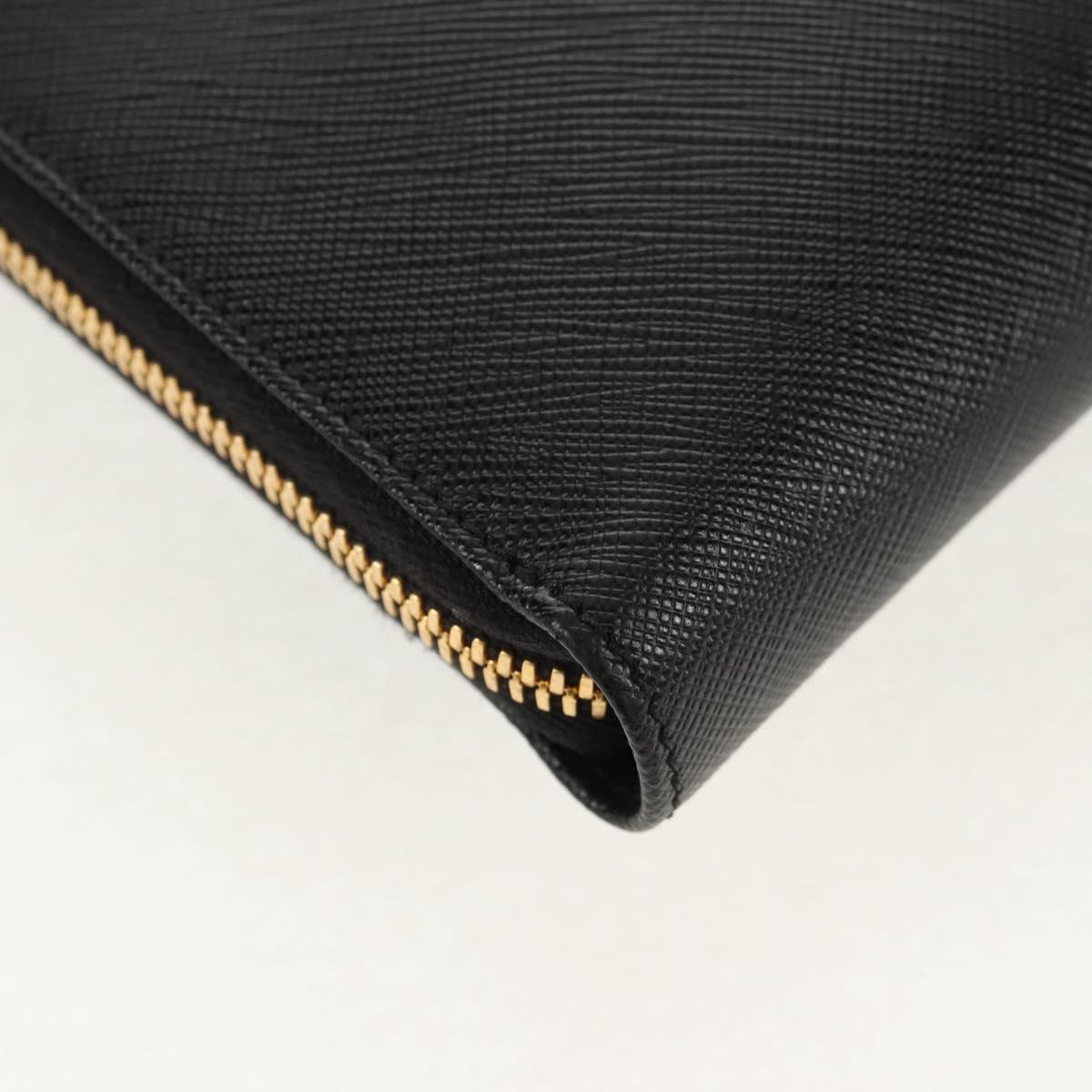 PRADA Shoulder Bag Safiano leather Black Gold Auth am10022V