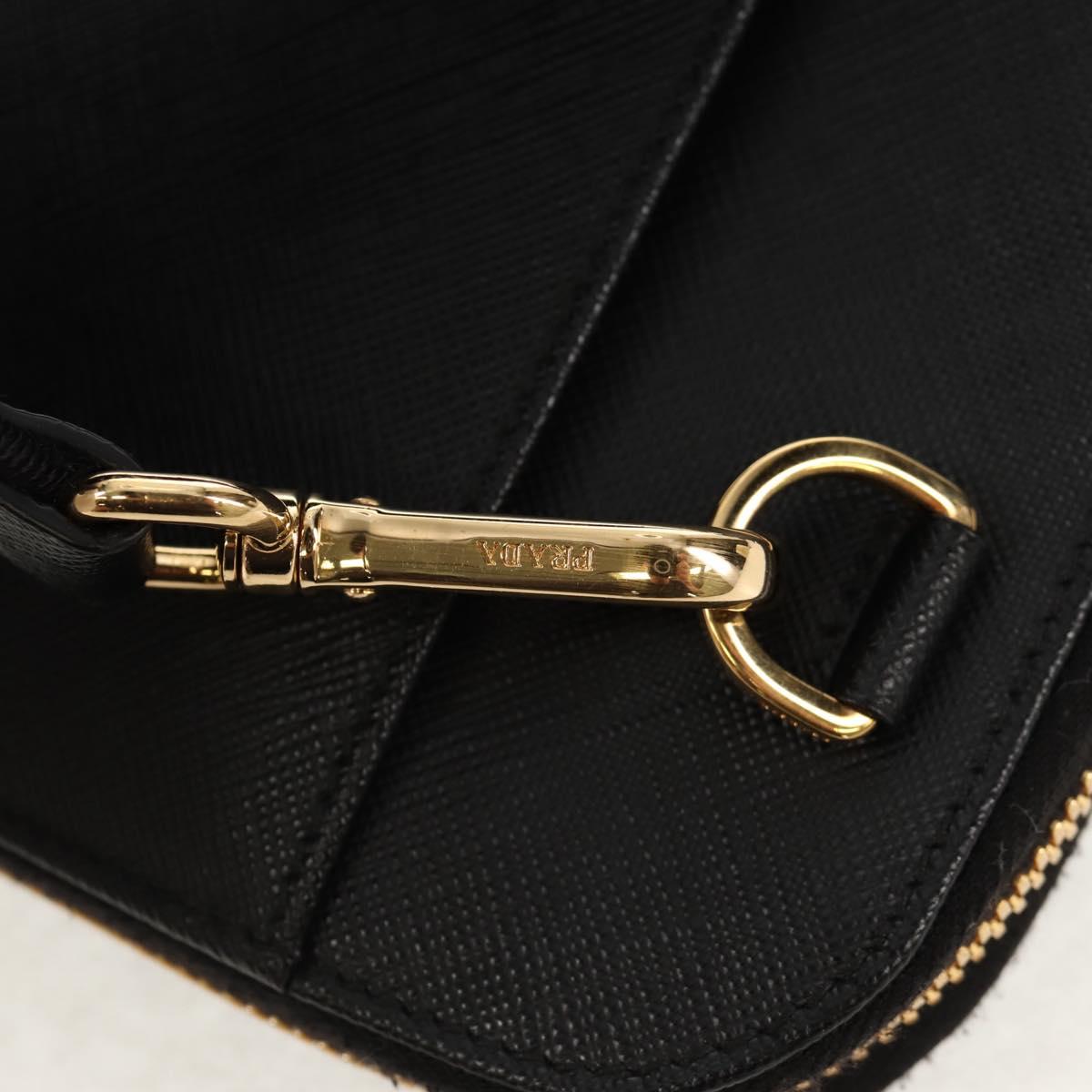 PRADA Shoulder Bag Safiano leather Black Gold Auth am10022V