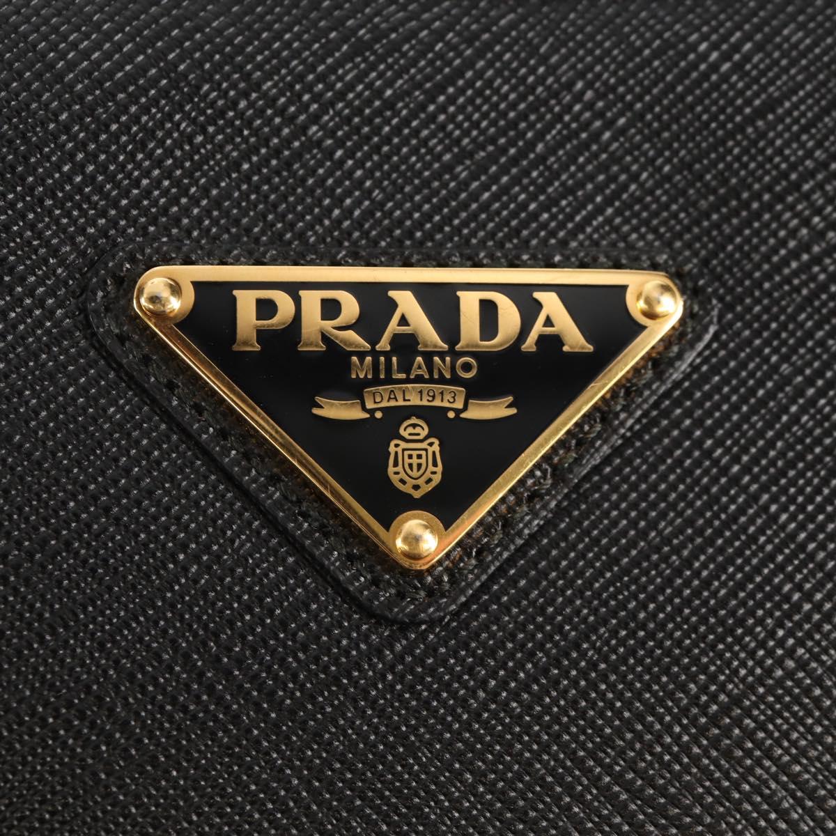 PRADA Shoulder Bag Safiano leather Black Gold Auth am10022V