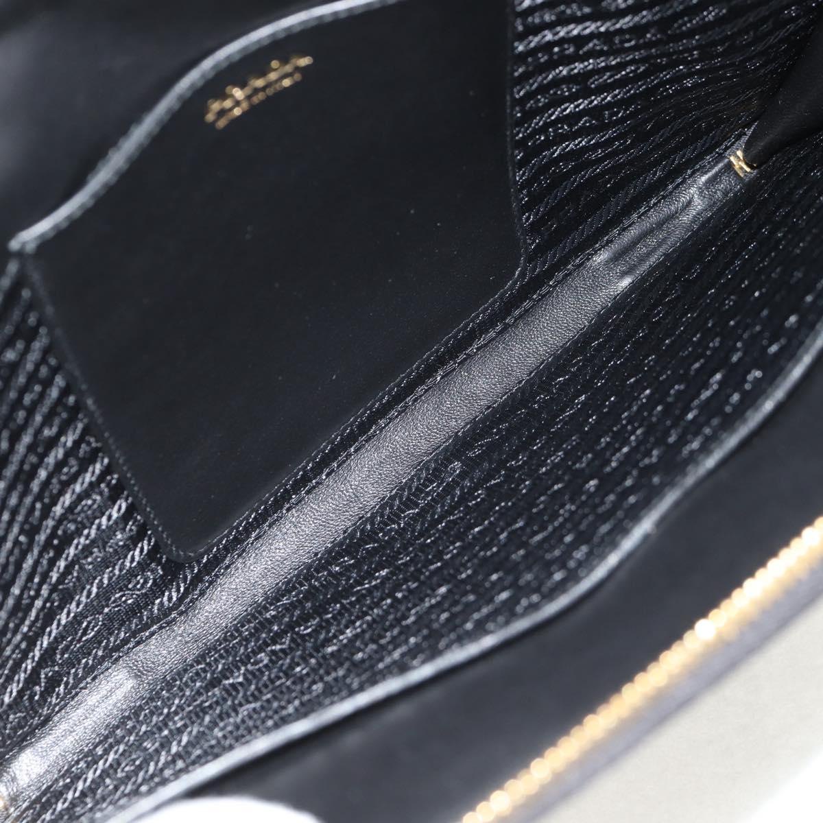 PRADA Shoulder Bag Safiano leather Black Gold Auth am10022V