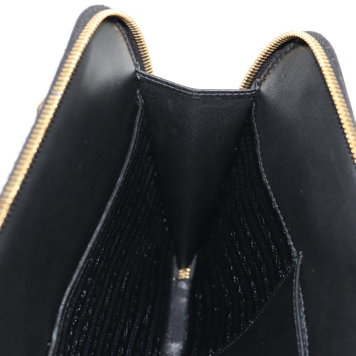 PRADA Shoulder Bag Safiano leather Black Gold Auth am10022V