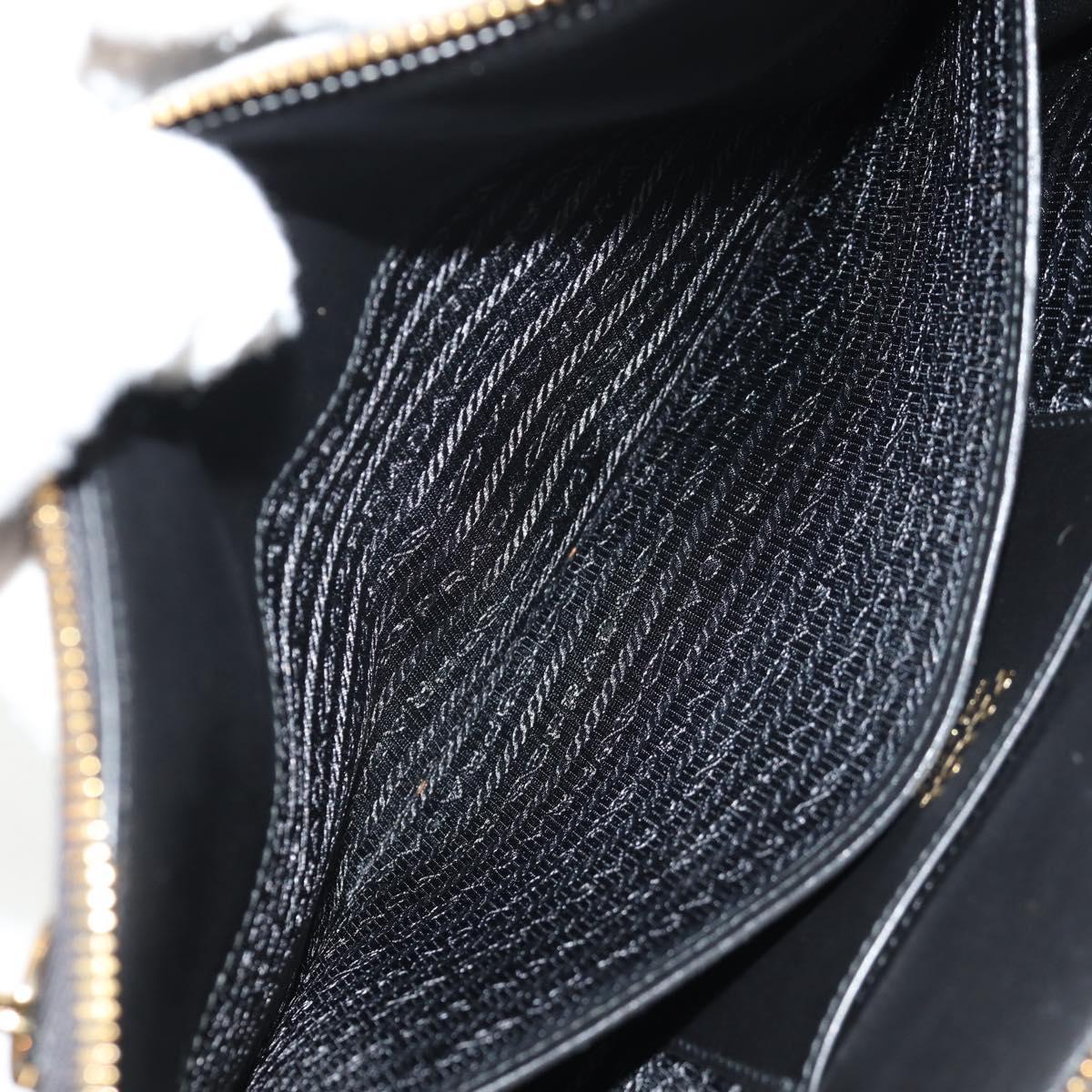 PRADA Shoulder Bag Safiano leather Black Gold Auth am10022V