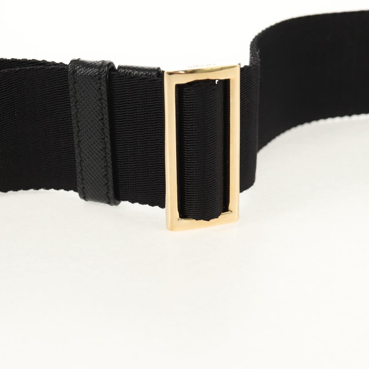 PRADA Shoulder Bag Safiano leather Black Gold Auth am10022V