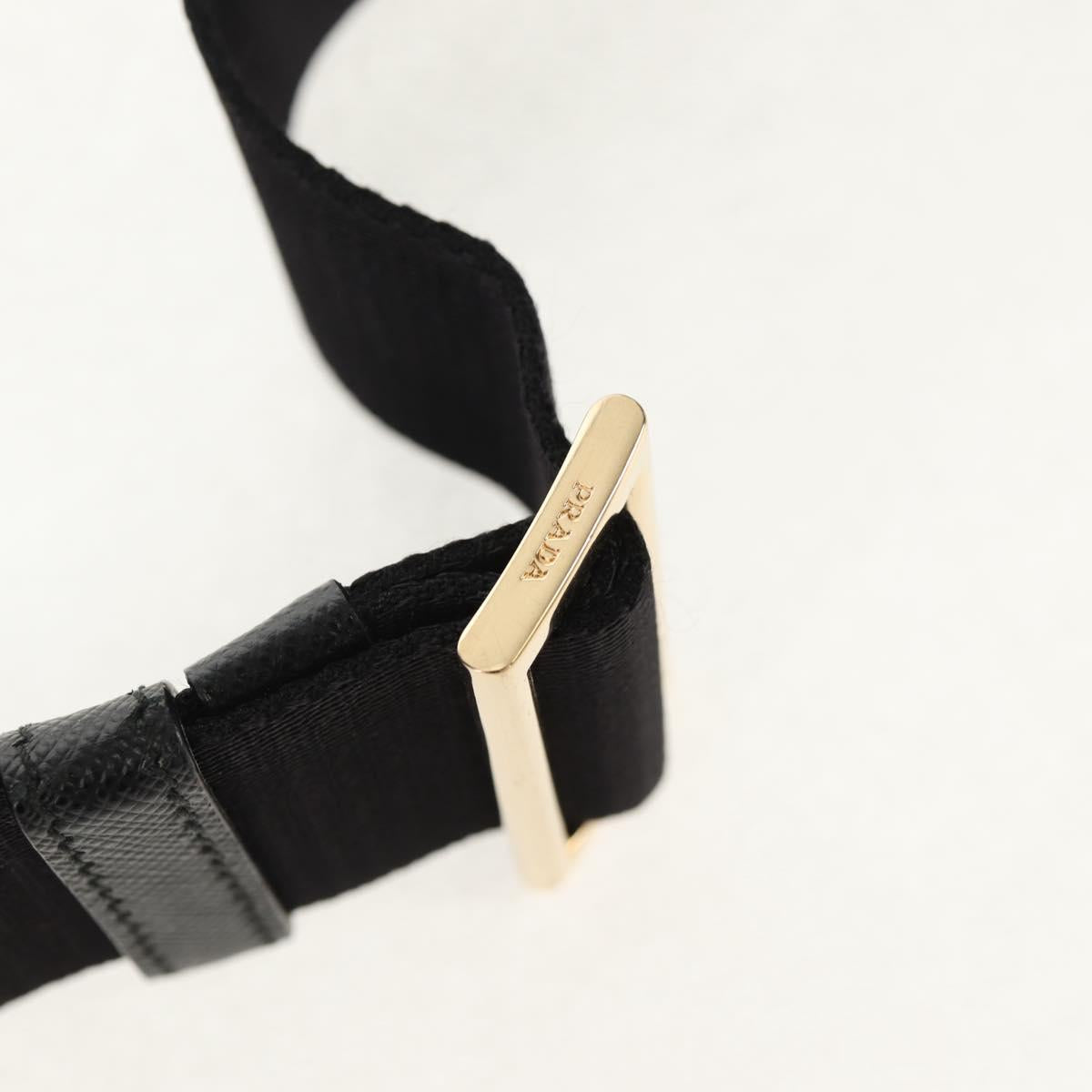 PRADA Shoulder Bag Safiano leather Black Gold Auth am10022V