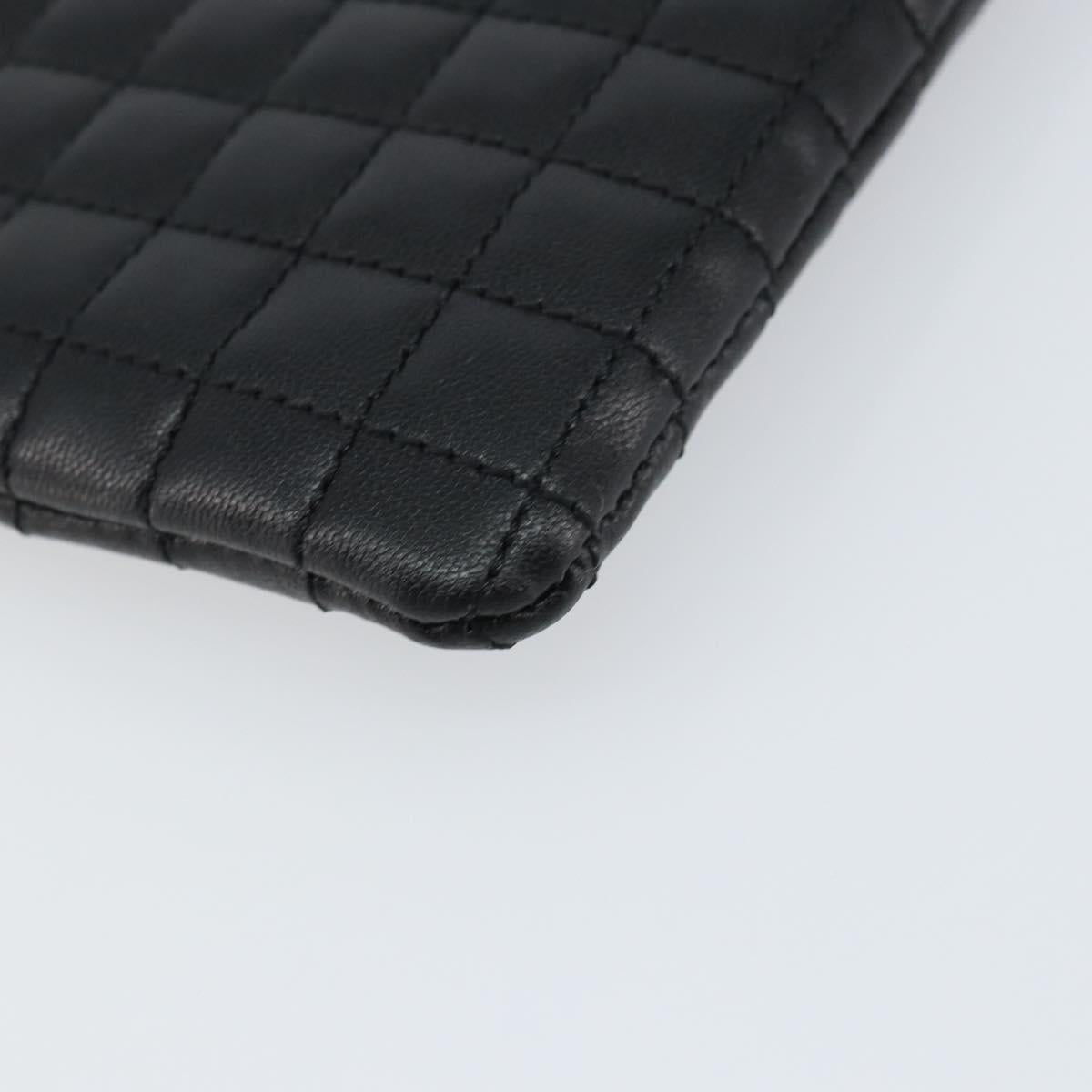 CELINE CCharm Coin Purse Leather Black Gold Auth am10025V