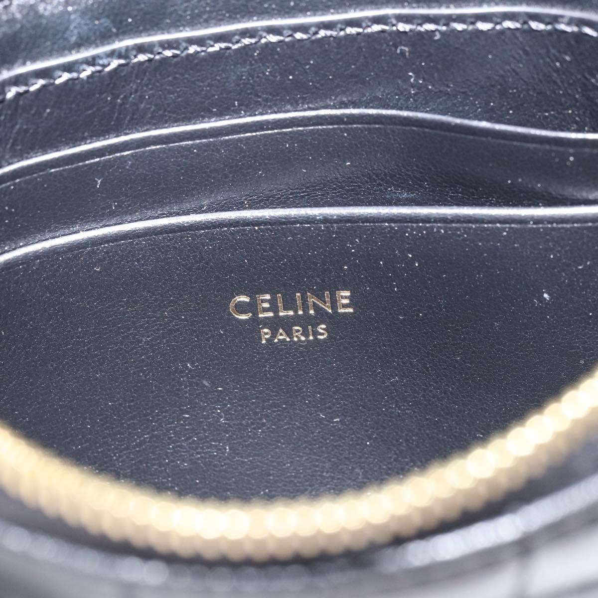 CELINE CCharm Coin Purse Leather Black Gold Auth am10025V