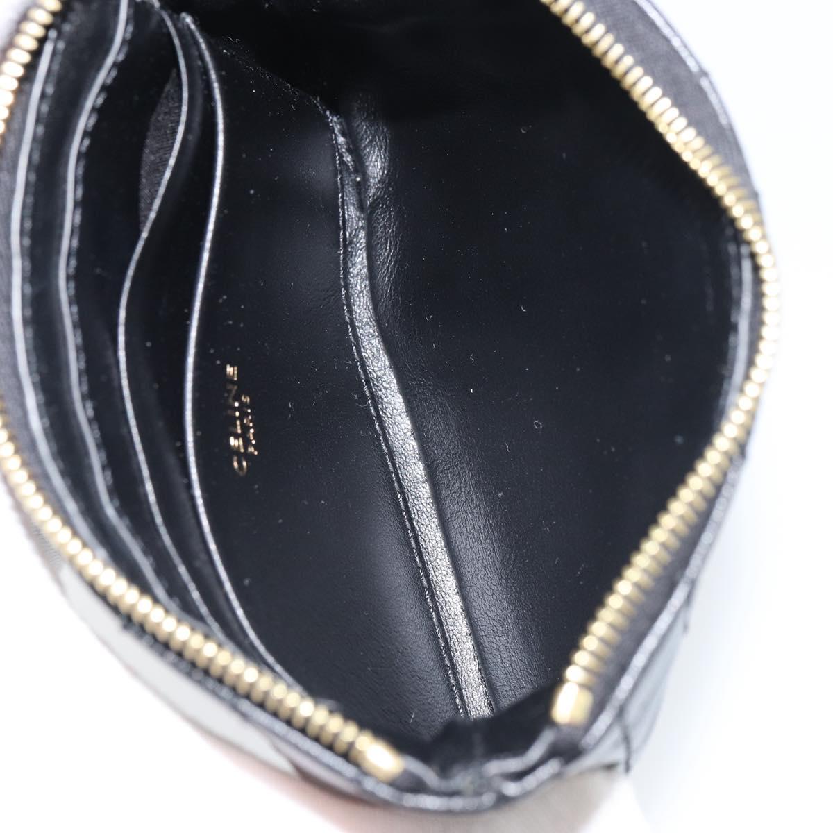 CELINE CCharm Coin Purse Leather Black Gold Auth am10025V