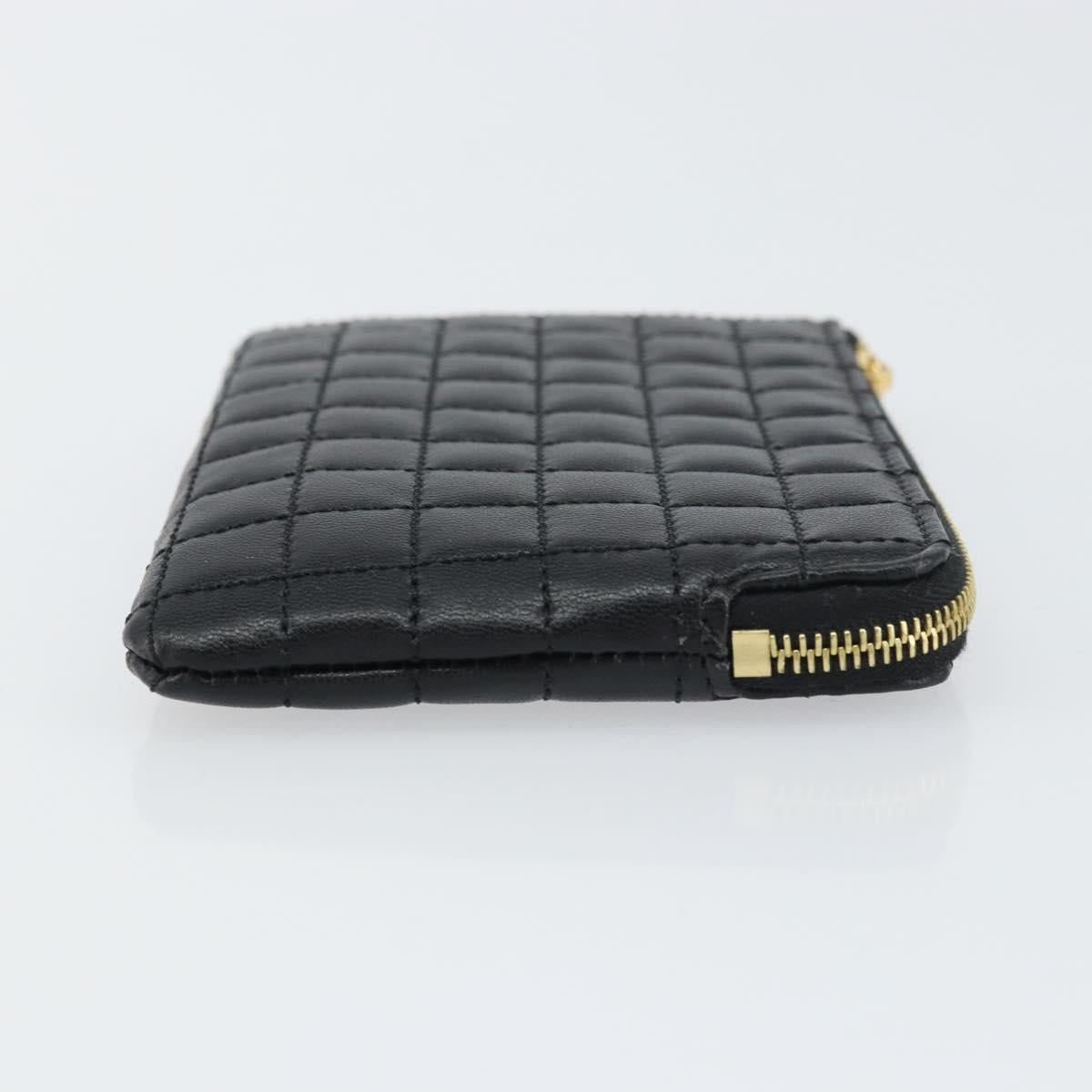 CELINE CCharm Coin Purse Leather Black Gold Auth am10025V