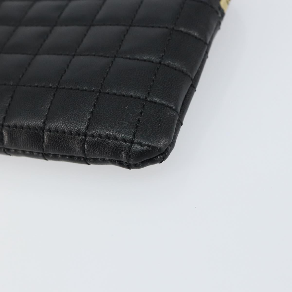 CELINE CCharm Coin Purse Leather Black Gold Auth am10025V