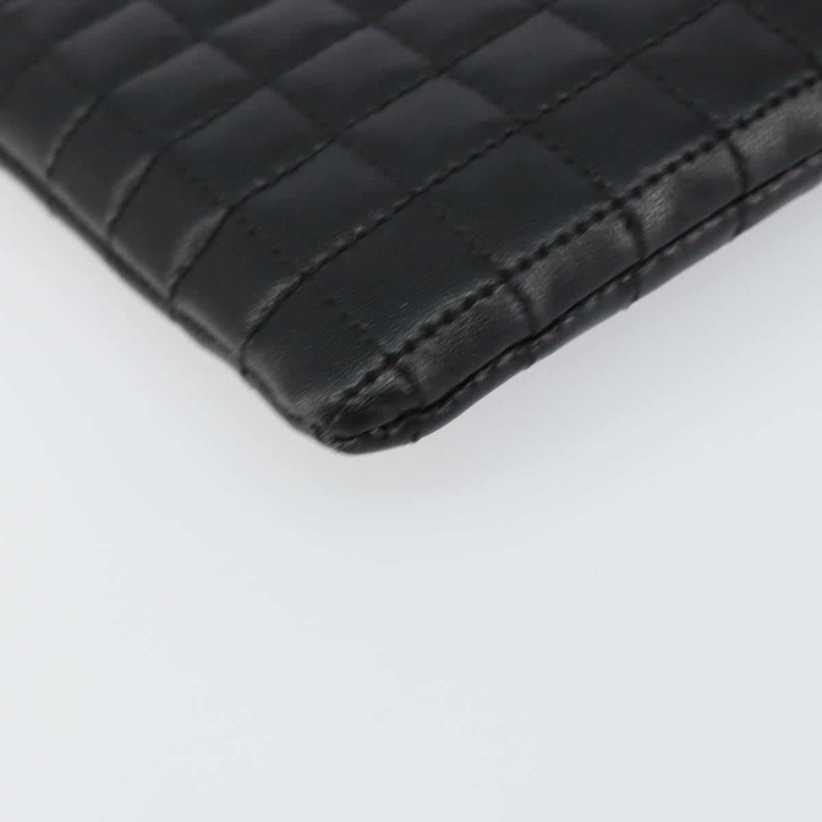 CELINE CCharm Coin Purse Leather Black Gold Auth am10025V