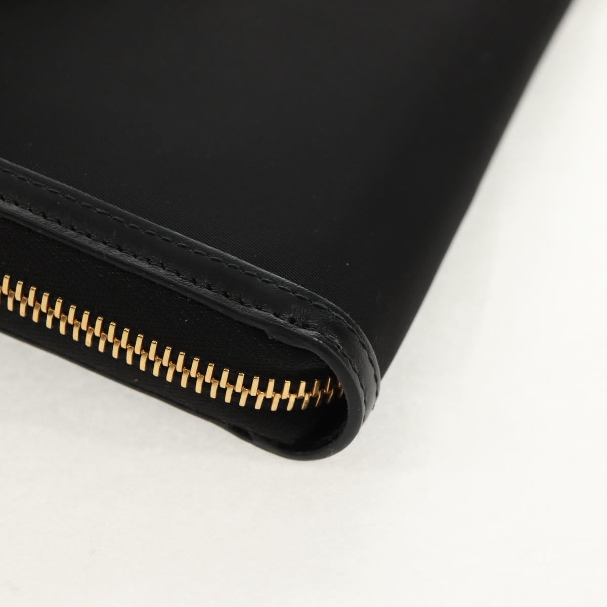 PRADA Long Wallet Leather Nylon Black Gold 1ML506 Auth am10026V