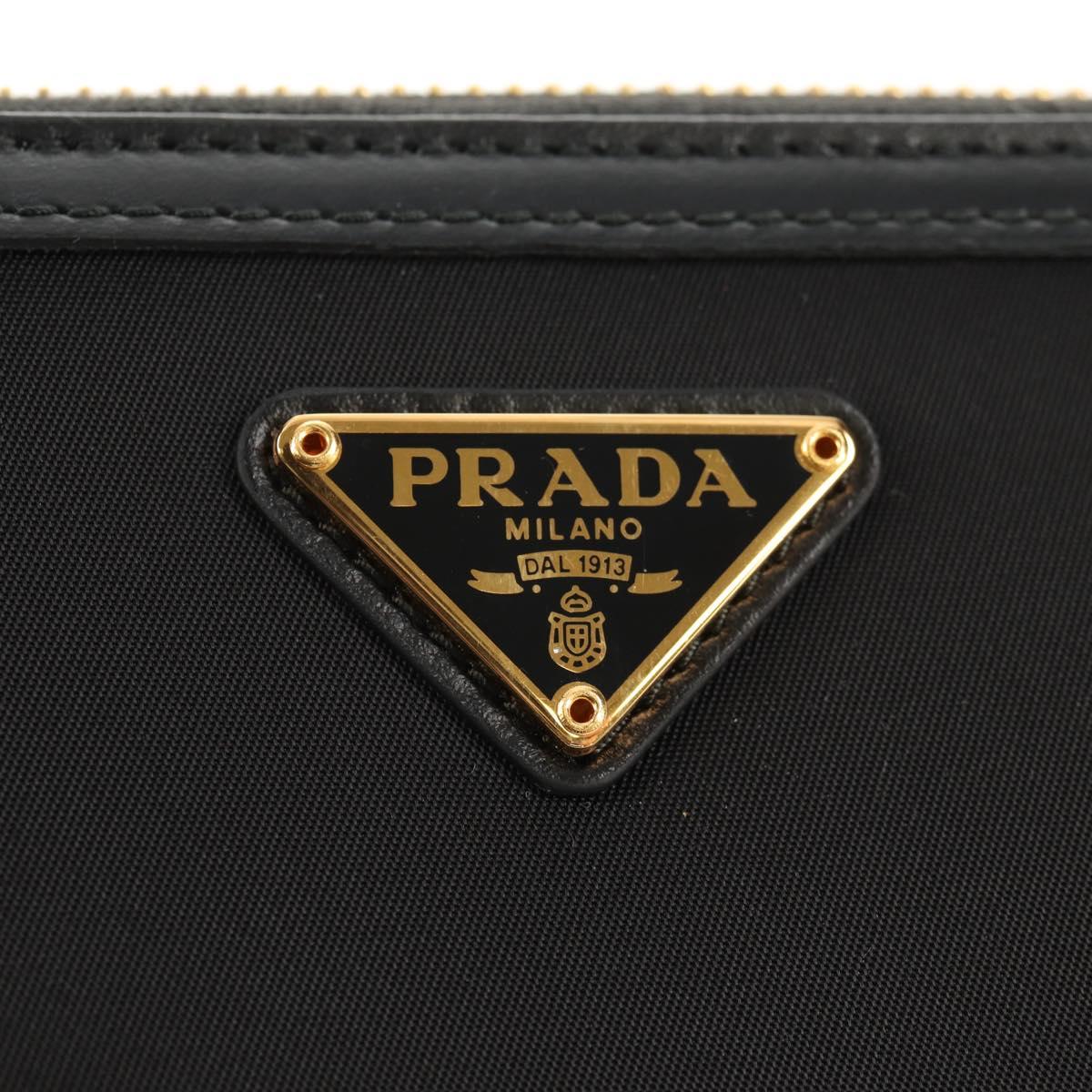 PRADA Long Wallet Leather Nylon Black Gold 1ML506 Auth am10026V