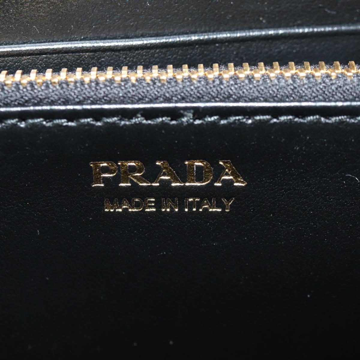 PRADA Long Wallet Leather Nylon Black Gold 1ML506 Auth am10026V