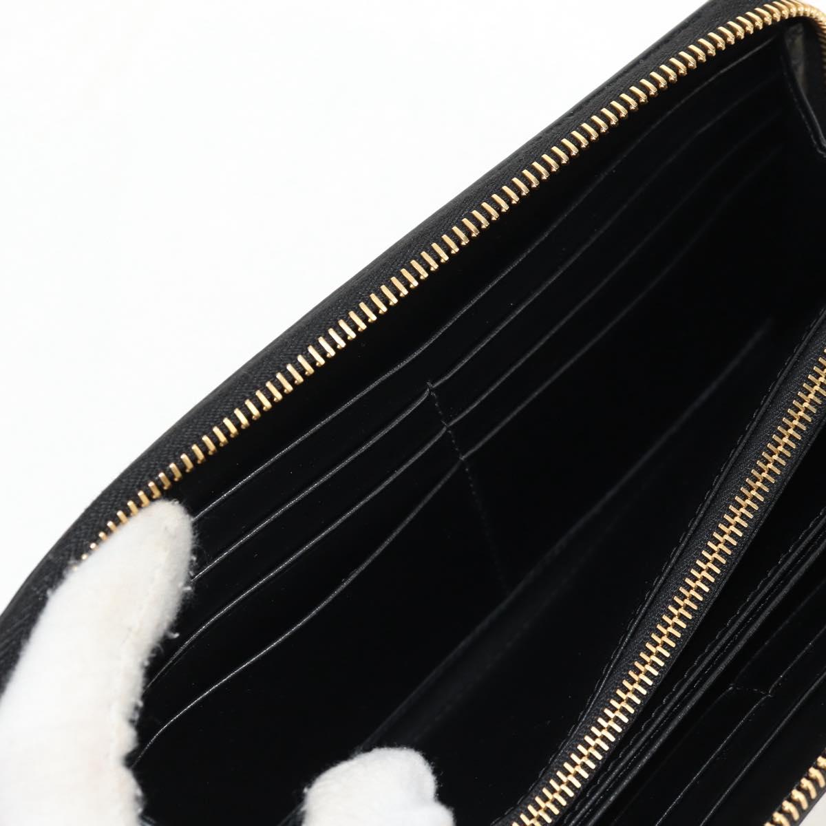 PRADA Long Wallet Leather Nylon Black Gold 1ML506 Auth am10026V