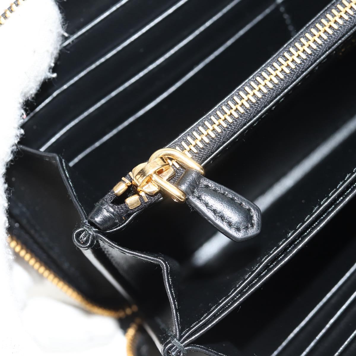 PRADA Long Wallet Leather Nylon Black Gold 1ML506 Auth am10026V