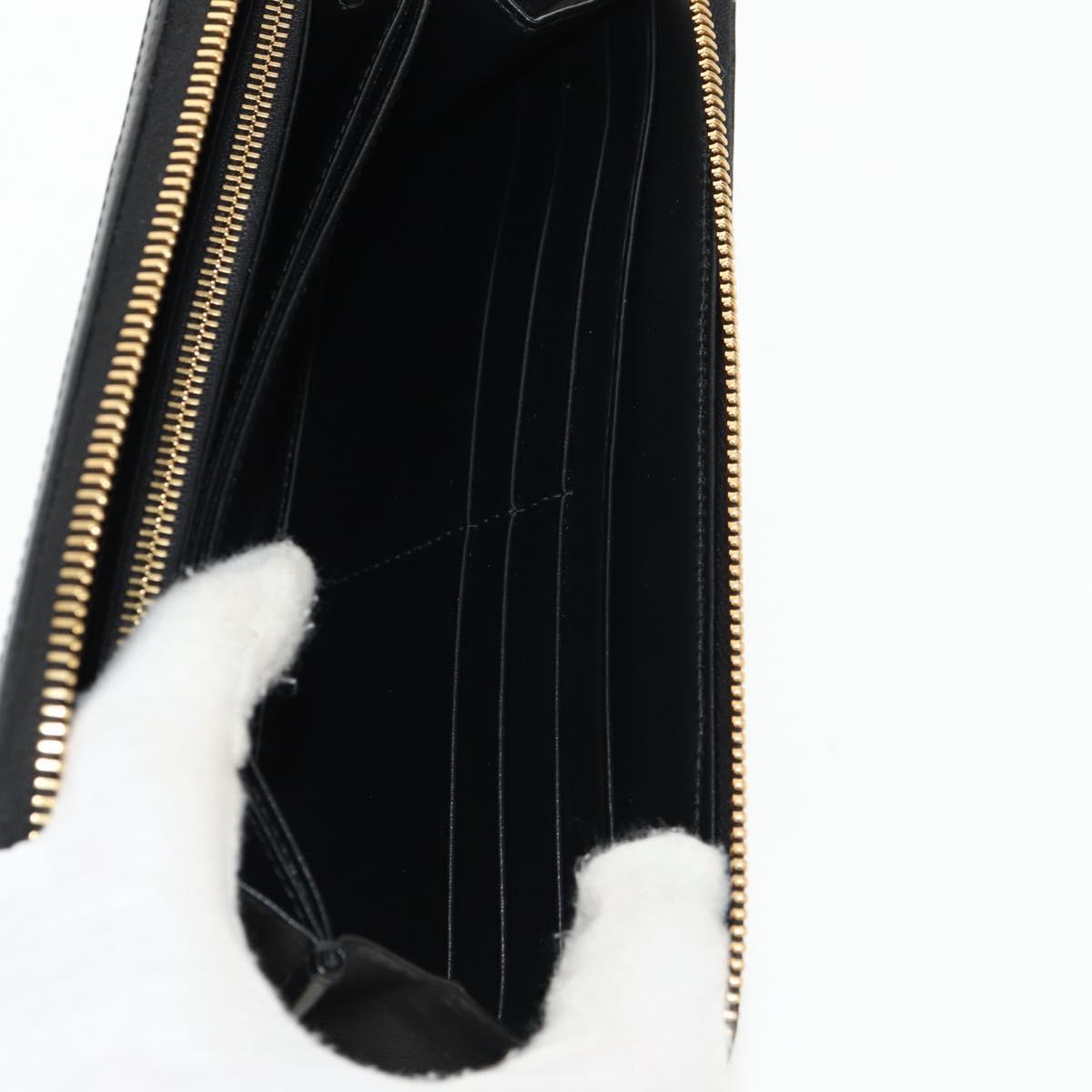 PRADA Long Wallet Leather Nylon Black Gold 1ML506 Auth am10026V