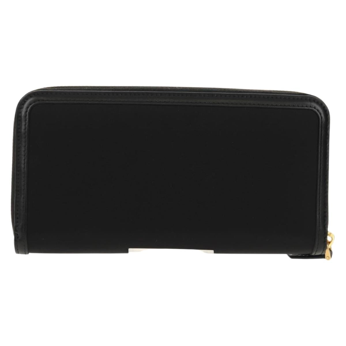 PRADA Long Wallet Leather Nylon Black Gold 1ML506 Auth am10026V