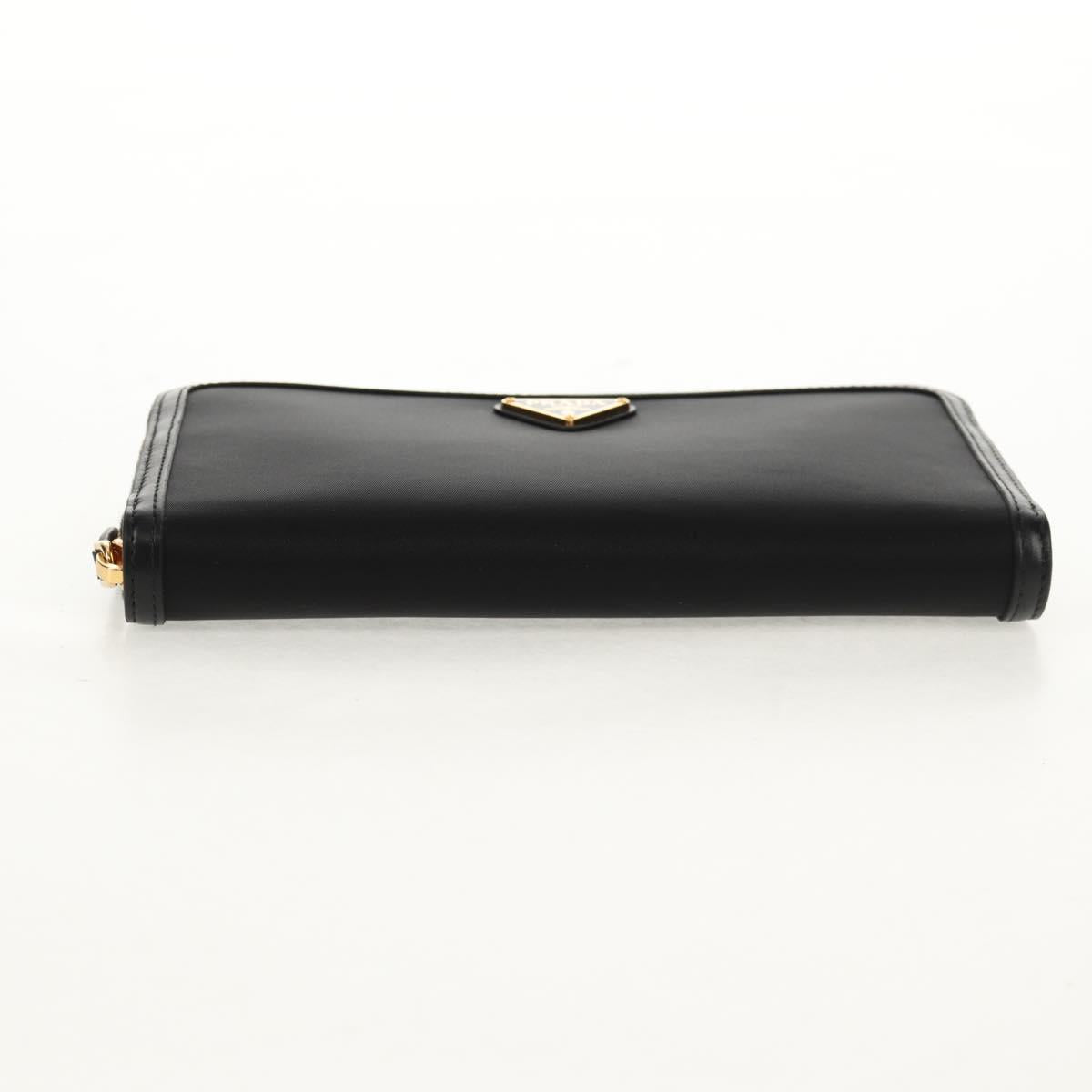 PRADA Long Wallet Leather Nylon Black Gold 1ML506 Auth am10026V