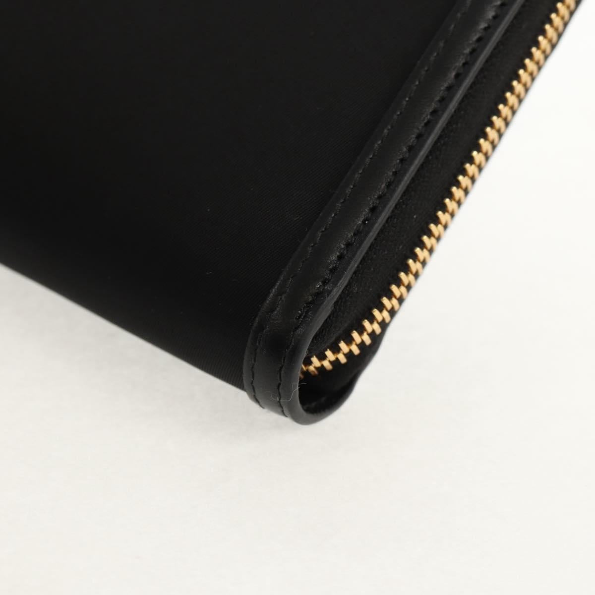 PRADA Long Wallet Leather Nylon Black Gold 1ML506 Auth am10026V