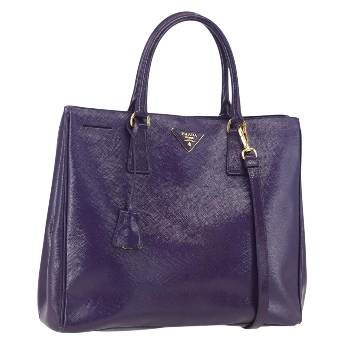 PRADA Hand Bag Enamel 2way Purple Gold BN1844 Auth am10028V