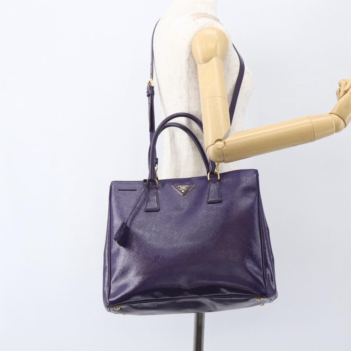 PRADA Hand Bag Enamel 2way Purple Gold BN1844 Auth am10028V