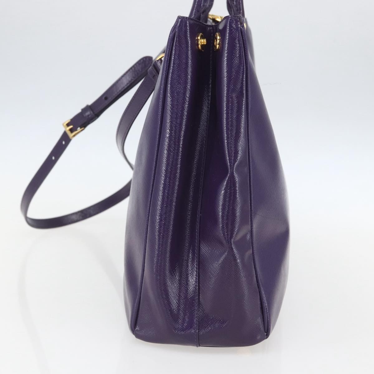 PRADA Hand Bag Enamel 2way Purple Gold BN1844 Auth am10028V