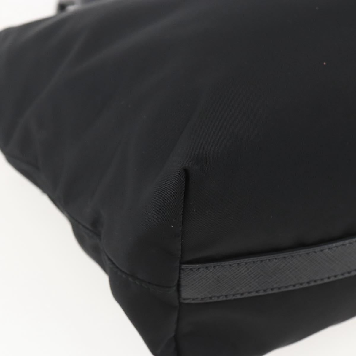 PRADA Beads Hand Bag Nylon Black Silver Auth am10030V