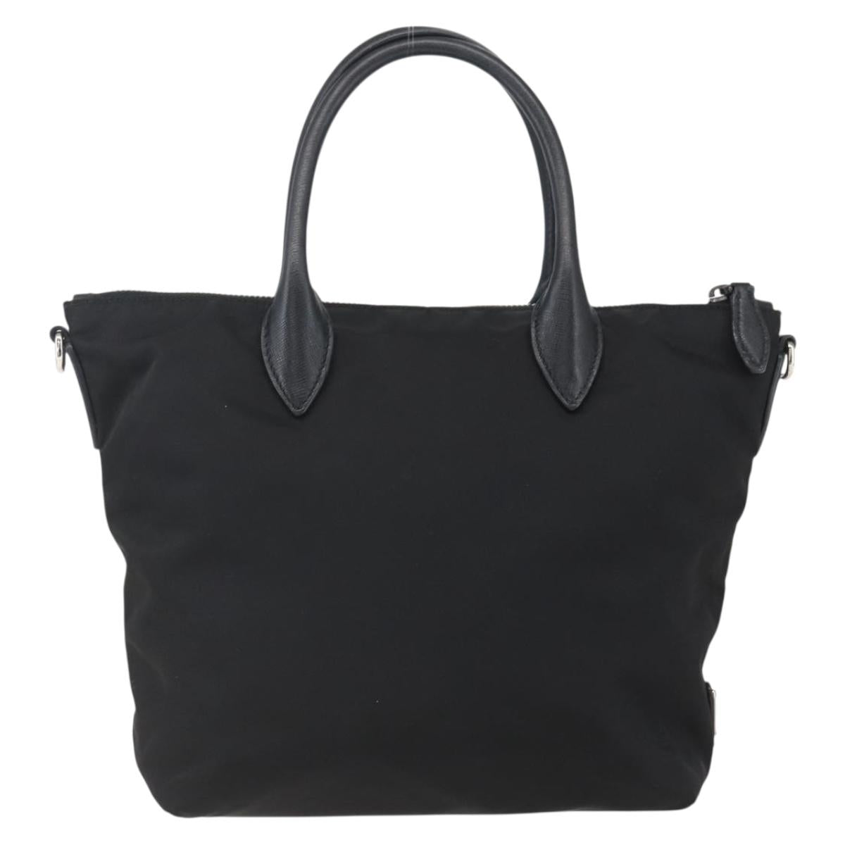 PRADA Beads Hand Bag Nylon Black Silver Auth am10030V