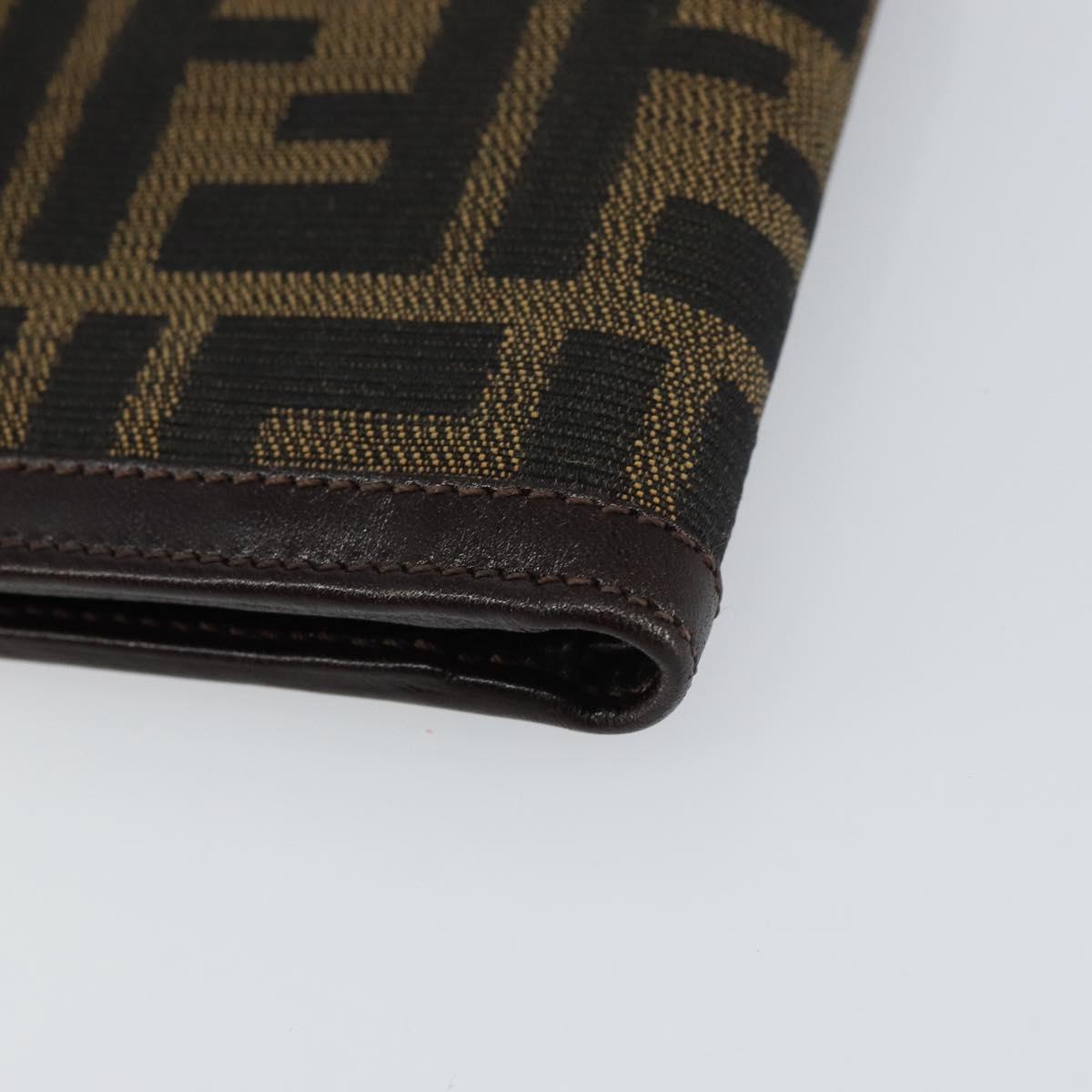 FENDI Zucca Canvas Wallet Black Brown Auth am10042V