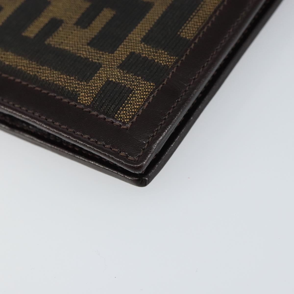 FENDI Zucca Canvas Wallet Black Brown Auth am10042V
