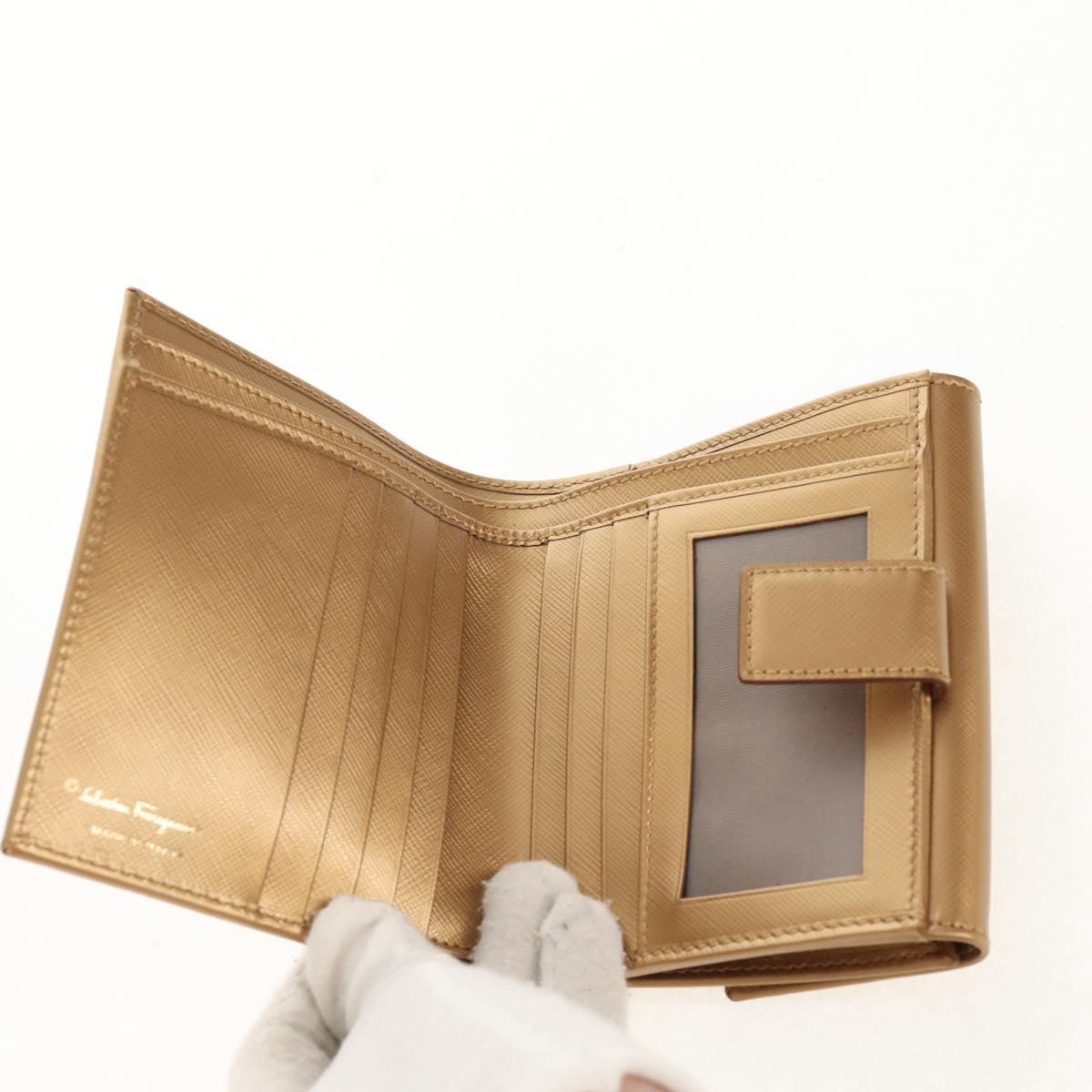 Salvatore Ferragamo Gancini Wallet Leather Gold Auth am10043V