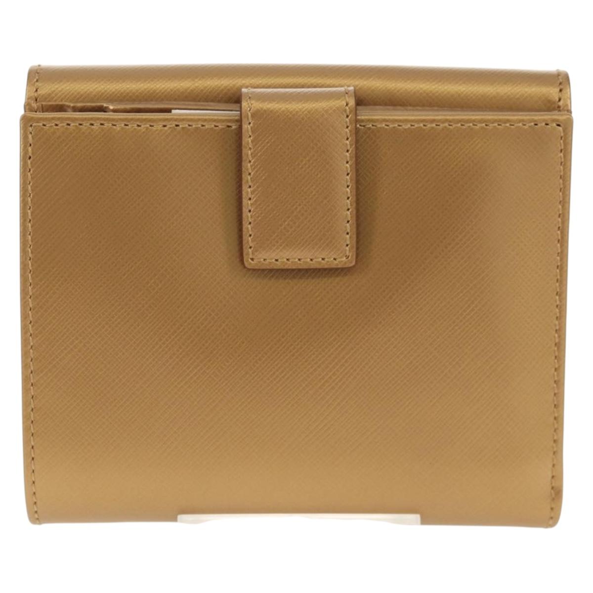 Salvatore Ferragamo Gancini Wallet Leather Gold Auth am10043V