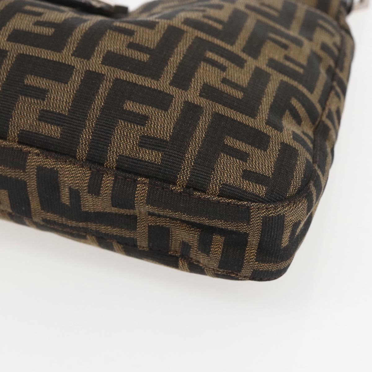 FENDI Zucca Canvas Mamma Baguette Shoulder Bag Black Brown Auth am10048V